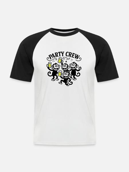 Party Crew Monkey Beer - Men's Baseball T-Shirt - white/black
