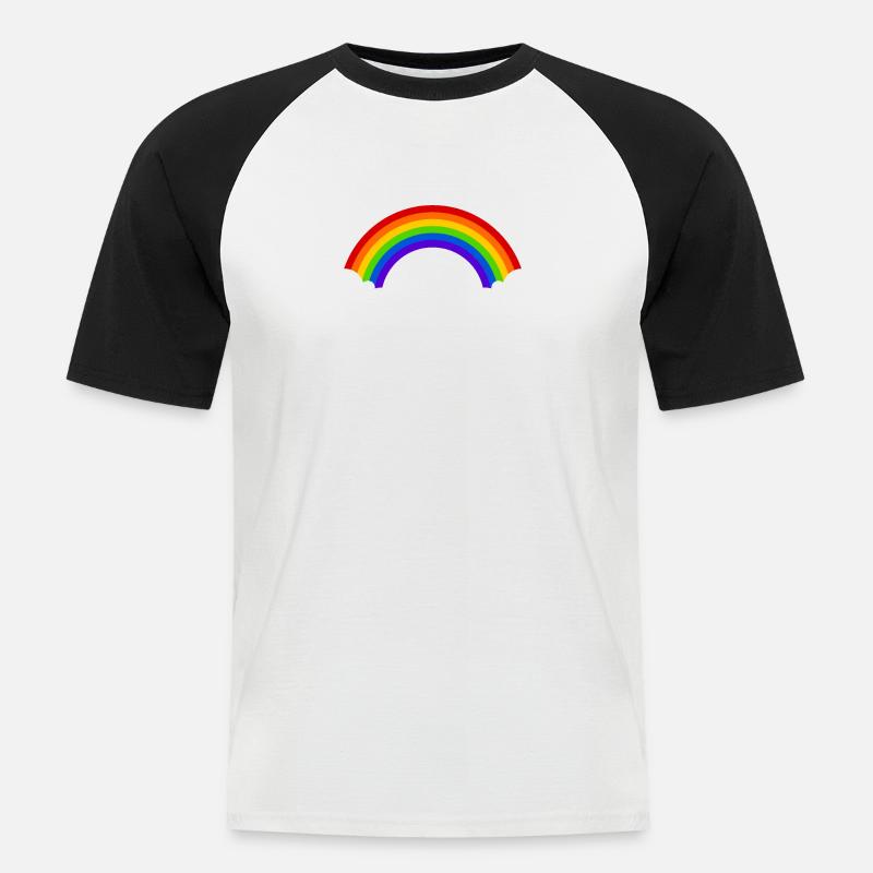 Regenbogen mit Wolken - Männer Baseball-T-Shirt - Weiß/Schwarz