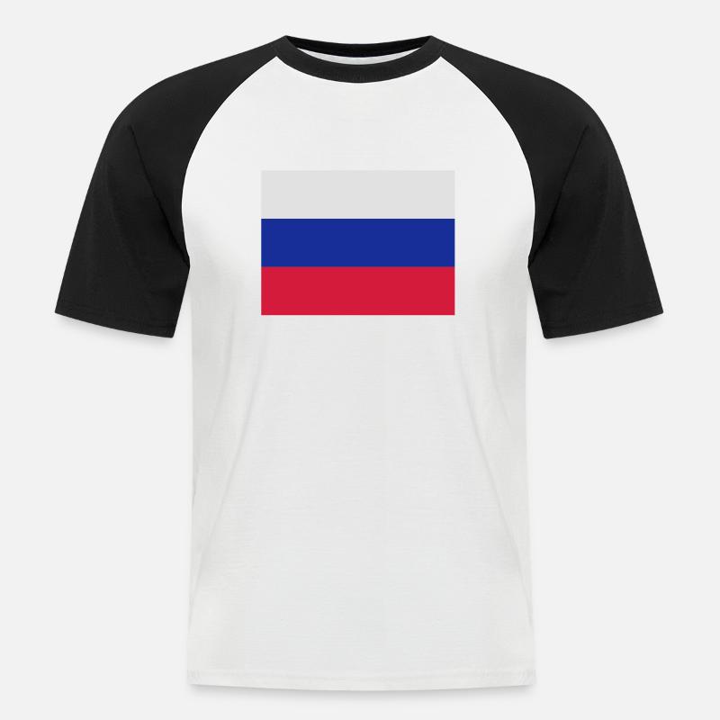 drapeau_russie - Männer Baseball-T-Shirt - Weiß/Schwarz