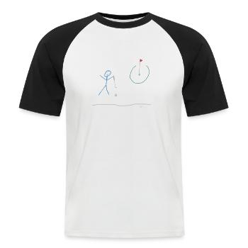 Golf Strichmännchen, lustig Hobby Freizeit Sport - Männer Baseball-T-Shirt - Weiß/Schwarz - Vorne - Nik (191cm)