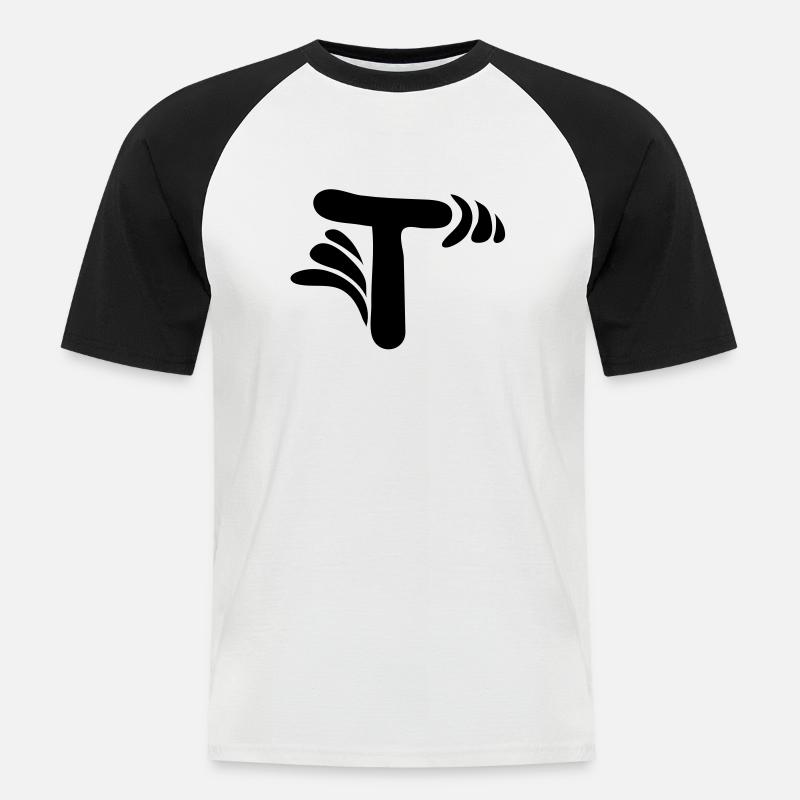 Buchstabe T & Muster - Männer Baseball-T-Shirt - Weiß/Schwarz