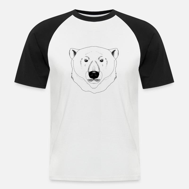 Eisbär - Männer Baseball-T-Shirt - Weiß/Schwarz