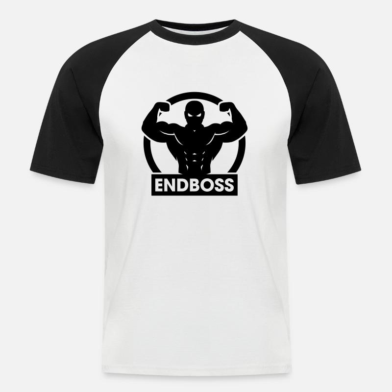 Endboss Bodybuilder - Männer Baseball-T-Shirt - Weiß/Schwarz