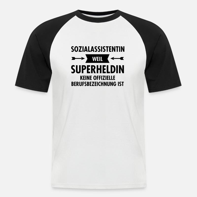 Sozialassistentin - Superheldin - Männer Baseball-T-Shirt - Weiß/Schwarz