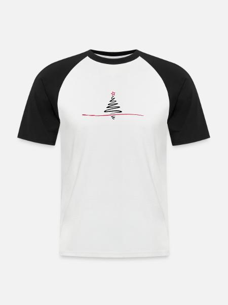 Weihnachten - Weihnachtsbaum - Männer Baseball-T-Shirt - Weiß/Schwarz