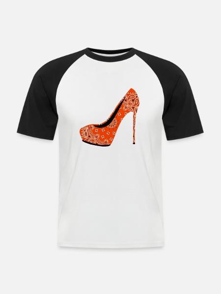 Chaussure à talons hauts - T-shirt baseball manches courtes Homme - blanc/noir