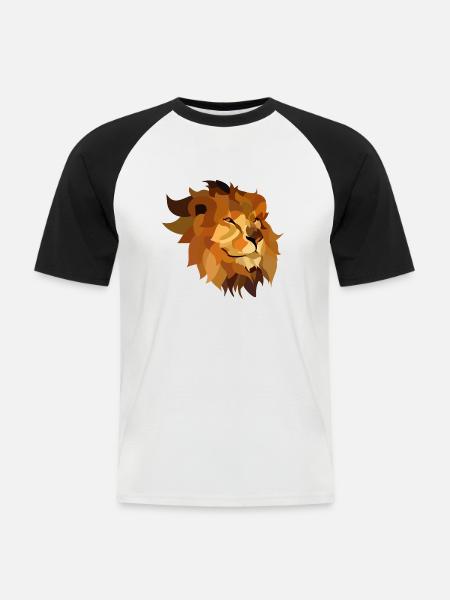 Löwe - Männer Baseball-T-Shirt - Weiß/Schwarz