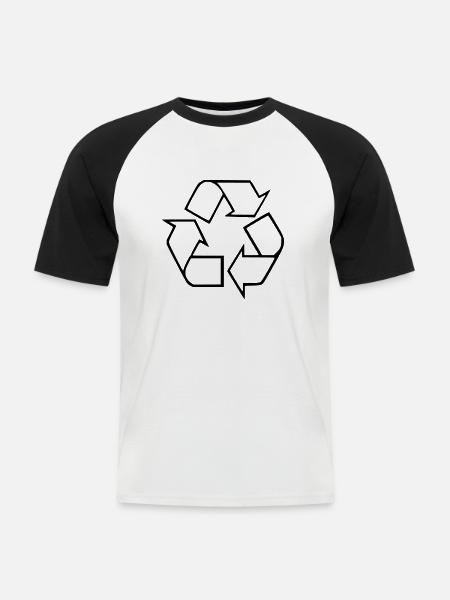 Recycle - Männer Baseball-T-Shirt - Weiß/Schwarz