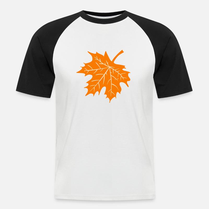 Herbst Blatt Geschenkidee Natur - Männer Baseball-T-Shirt - Weiß/Schwarz