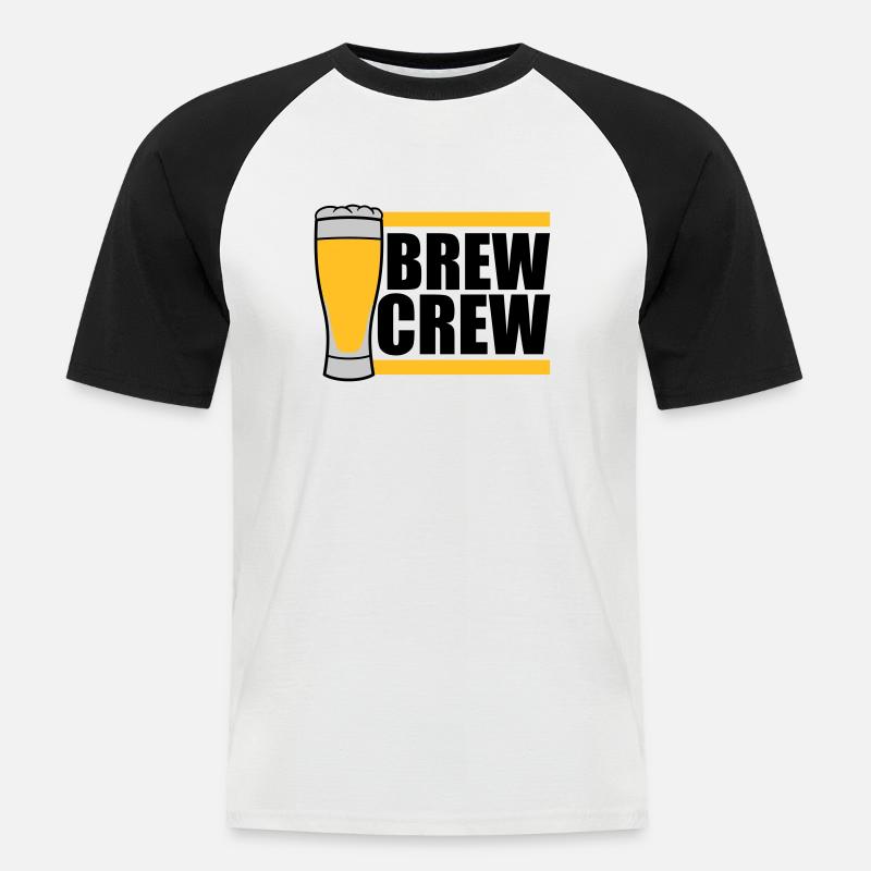 Bierglas Brew Crew Spruch - Männer Baseball-T-Shirt - Weiß/Schwarz