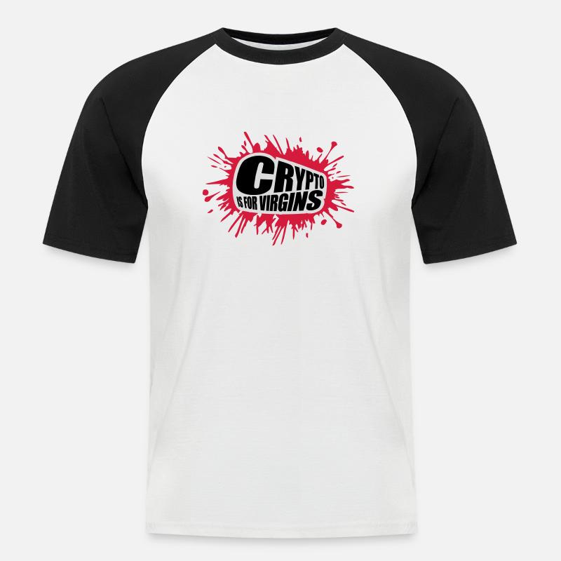 crypto is for virgins - Men's Baseball T-Shirt - white/black