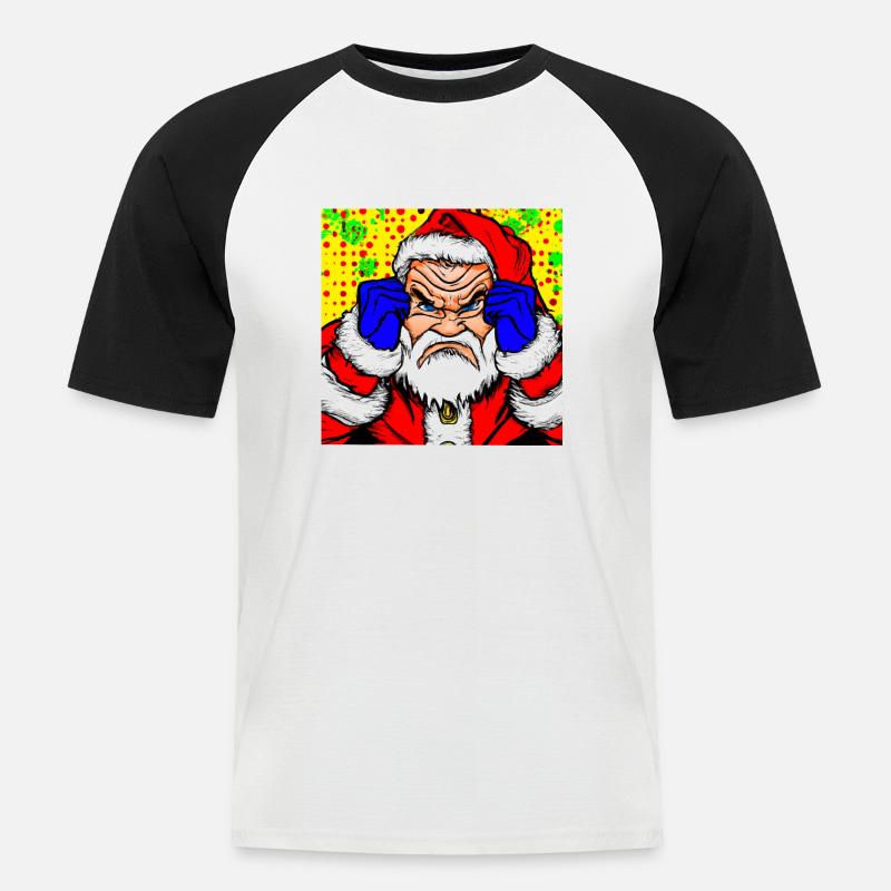 Weihnachtsmann mit schlechter Laune - Männer Baseball-T-Shirt - Weiß/Schwarz