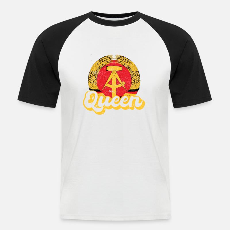 DDR Queen Nostalgie Geschenk - Männer Baseball-T-Shirt - Weiß/Schwarz
