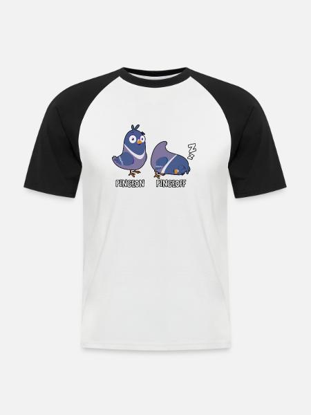 Pingeon Pingeoff - Männer Baseball-T-Shirt - Weiß/Schwarz