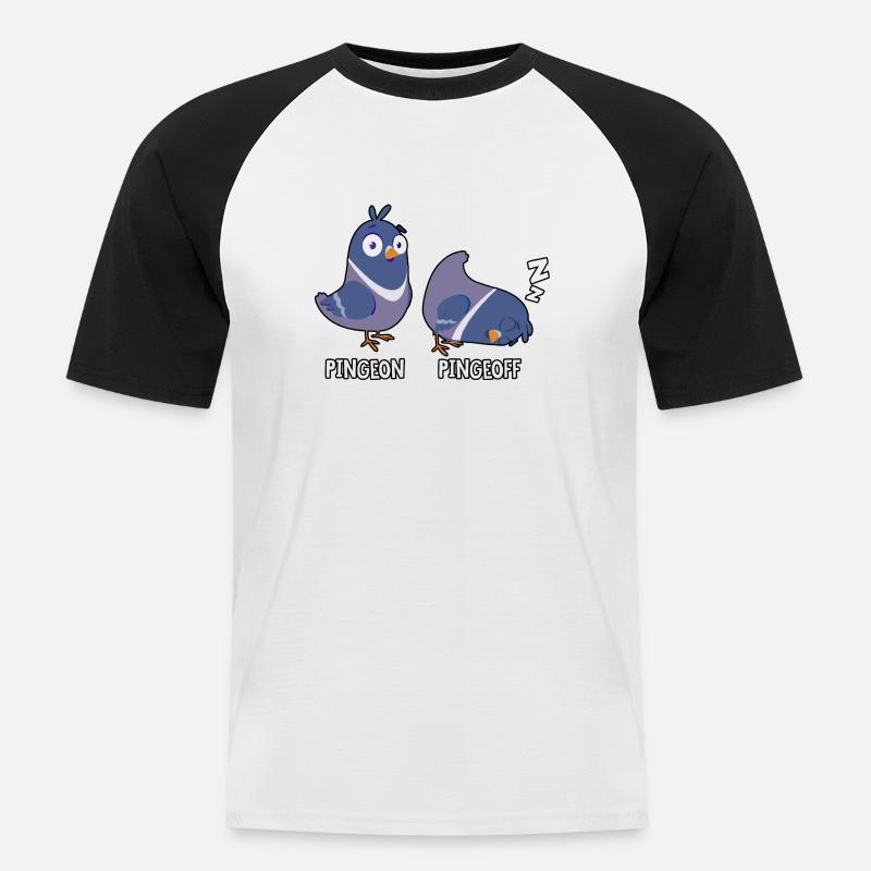 Pingeon Pingeoff - Männer Baseball-T-Shirt - Weiß/Schwarz