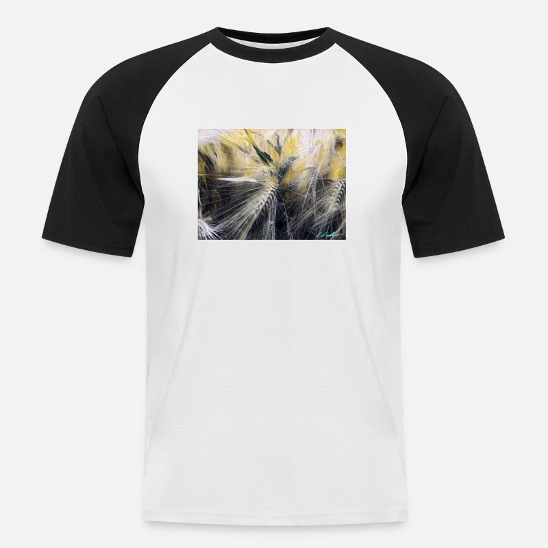 Pszenica - Koszulka bejsbolowa męska - biały/czarny