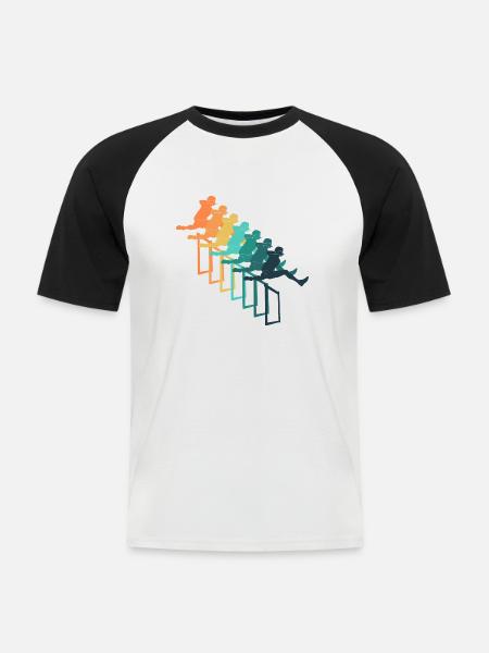 Retro hurdle racing - Men's Baseball T-Shirt - white/black