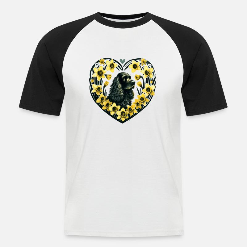 Schwarzer Cocker Spaniel - Männer Baseball-T-Shirt - Weiß/Schwarz