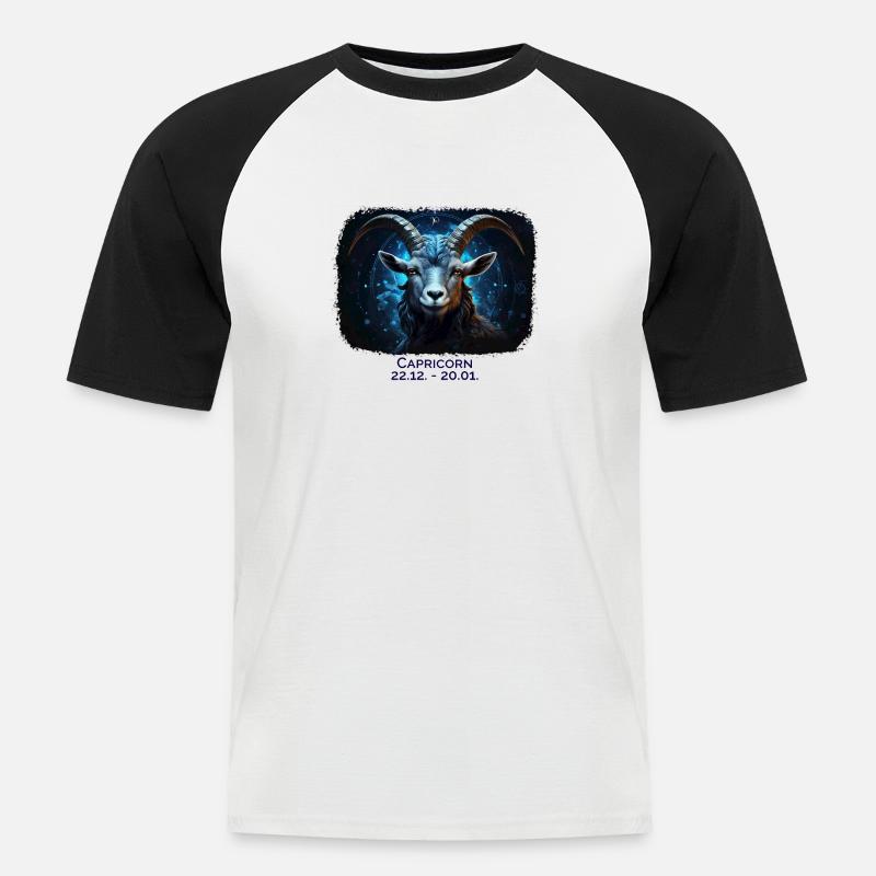 Sternzeichen Steinbock Datum - Männer Baseball-T-Shirt - Weiß/Schwarz