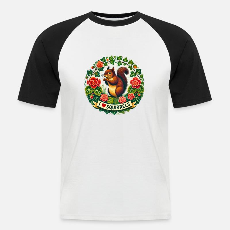 Ich liebe Eichhörnchen - Männer Baseball-T-Shirt - Weiß/Schwarz