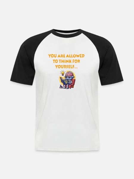 THINK YOURSELF - Men's Baseball T-Shirt - white/black