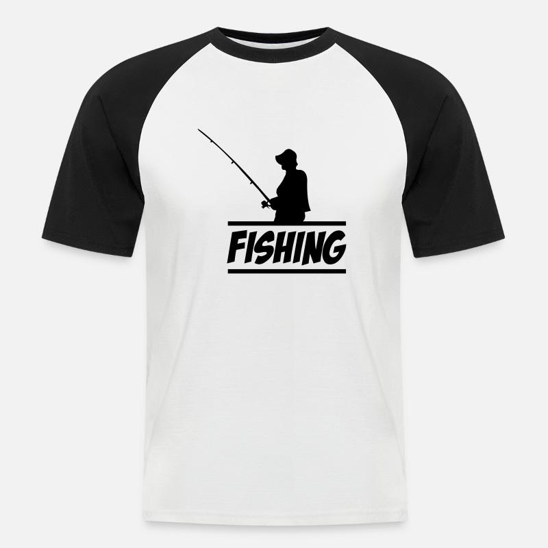 Fishing - Männer Baseball-T-Shirt - Weiß/Schwarz