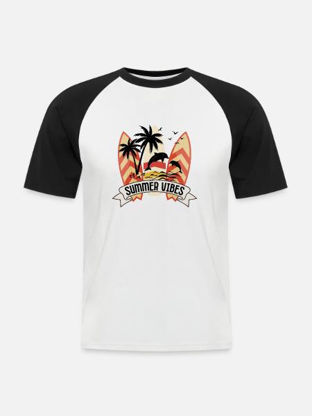 Sommerstimmung 1 - Männer Baseball-T-Shirt - Weiß/Schwarz