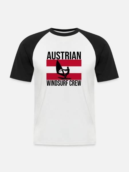 Austrian Windsurf Crew Shirt - Men's Baseball T-Shirt - white/black
