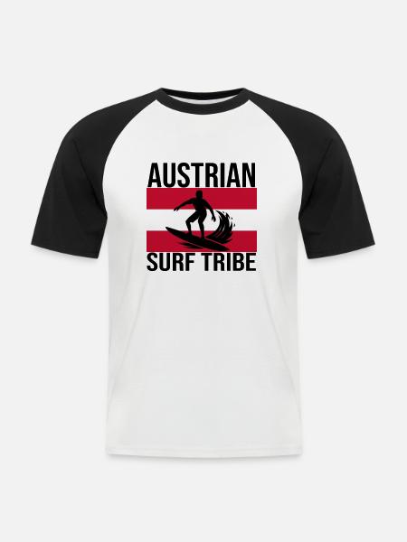 Austrian Surf Tribe Surf Shirt - Men's Baseball T-Shirt - white/black