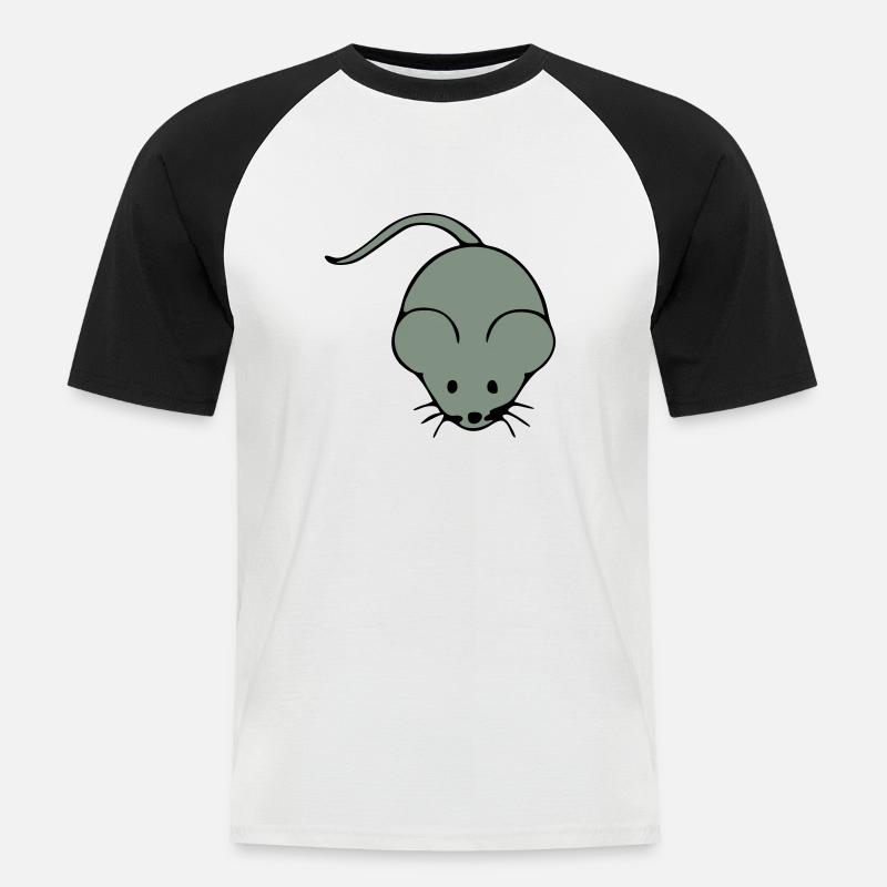 maus - Männer Baseball-T-Shirt - Weiß/Schwarz