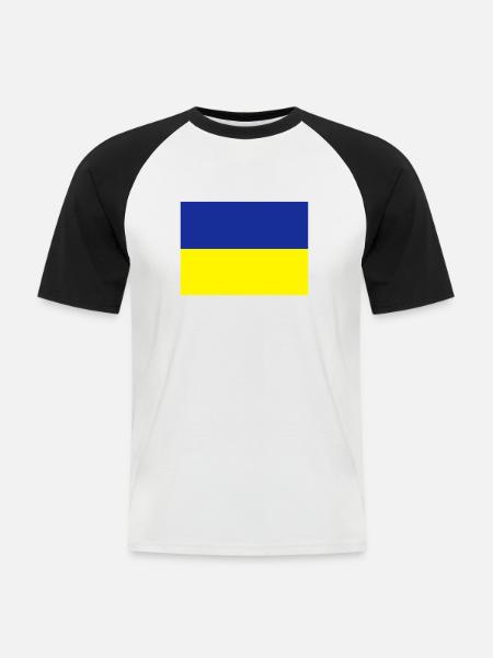 fahne_ukraine - Männer Baseball-T-Shirt - Weiß/Schwarz