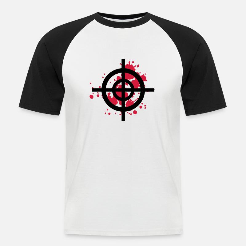 ziel blut schütze css - Männer Baseball-T-Shirt - Weiß/Schwarz