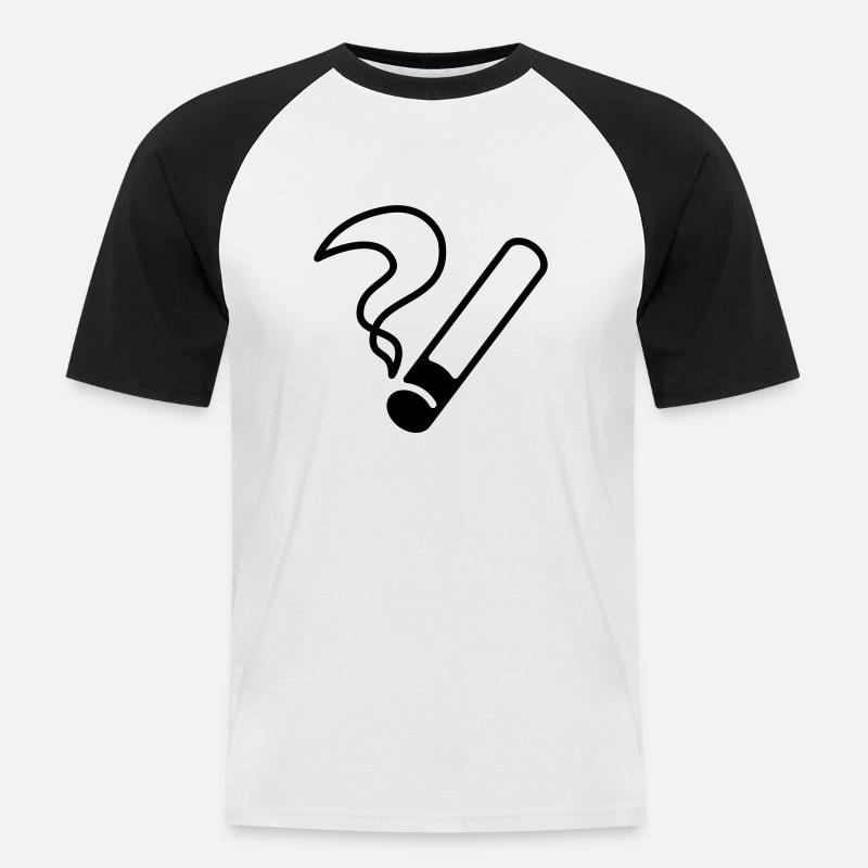 Zigarette / Cigarette / Sèche / Cigarrillo / - Männer Baseball-T-Shirt - Weiß/Schwarz