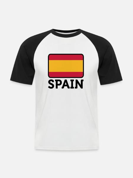 National Flag of Spain - Men's Baseball T-Shirt - white/black