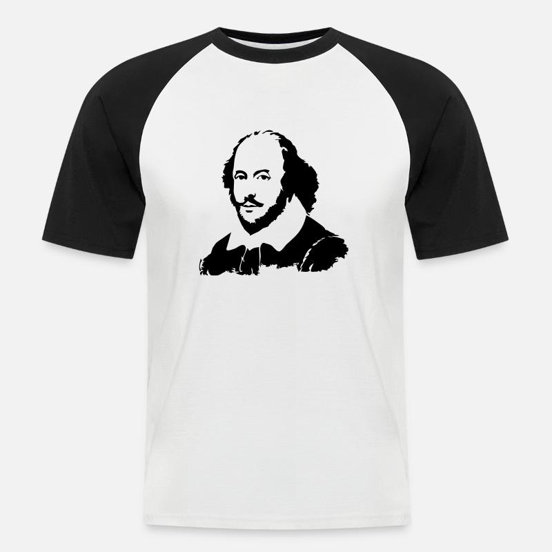 Shakespeare - Männer Baseball-T-Shirt - Weiß/Schwarz