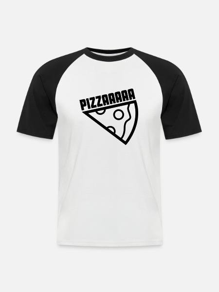 pizzaaaa - T-shirt baseball manches courtes Homme - blanc/noir