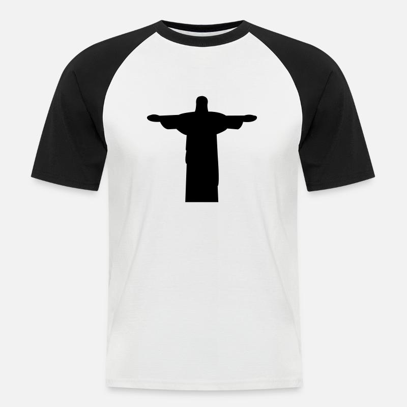 jesus_statue - Männer Baseball-T-Shirt - Weiß/Schwarz