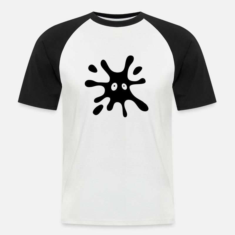 schwarzer Fleck mit Augen - Männer Baseball-T-Shirt - Weiß/Schwarz