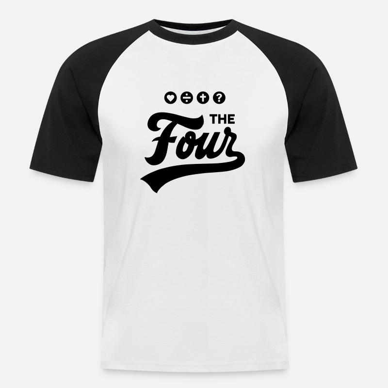 THE FOUR Cursive Bold - Männer Baseball-T-Shirt - Weiß/Schwarz