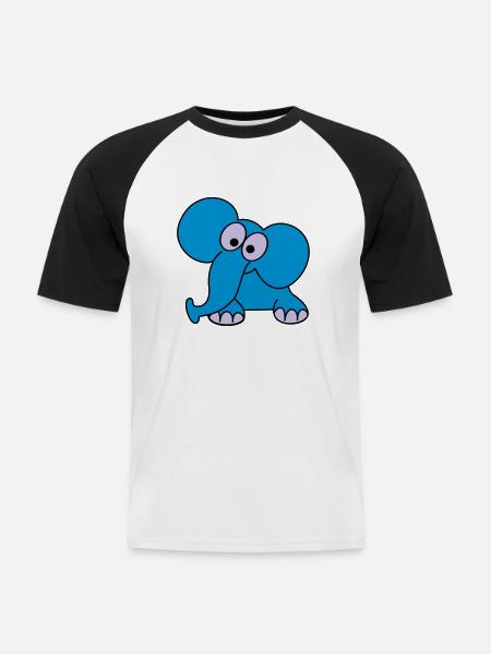 elefant - Männer Baseball-T-Shirt - Weiß/Schwarz