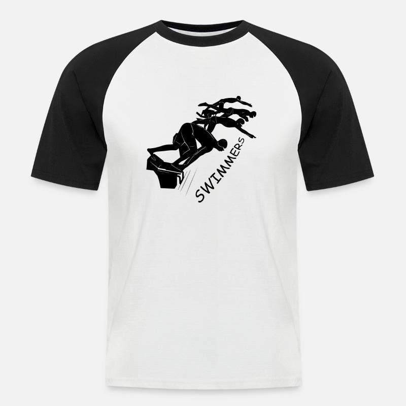 Swimmer - Männer Baseball-T-Shirt - Weiß/Schwarz