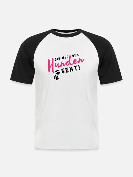 hunden die mit den - Männer Baseball-T-Shirt - Weiß/Schwarz