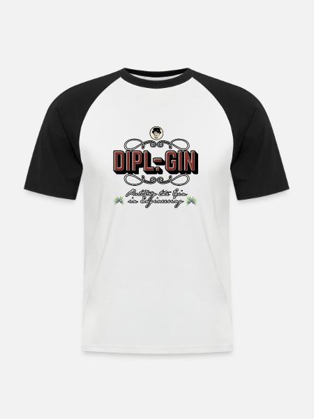 Gin-T-Shirt Dipl.-Gin - Männer Baseball-T-Shirt - Weiß/Schwarz