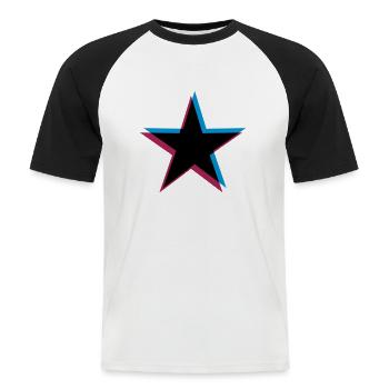 Stern 3D Effekt - Männer Baseball-T-Shirt - Weiß/Schwarz - Vorne - Nik (191cm)