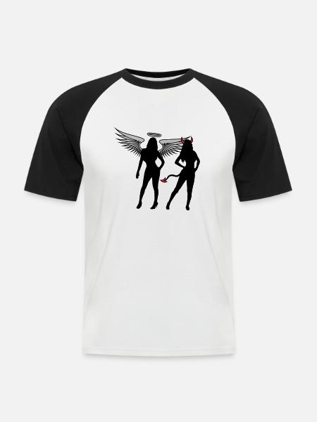Angel Devil Girls - Men's Baseball T-Shirt - white/black