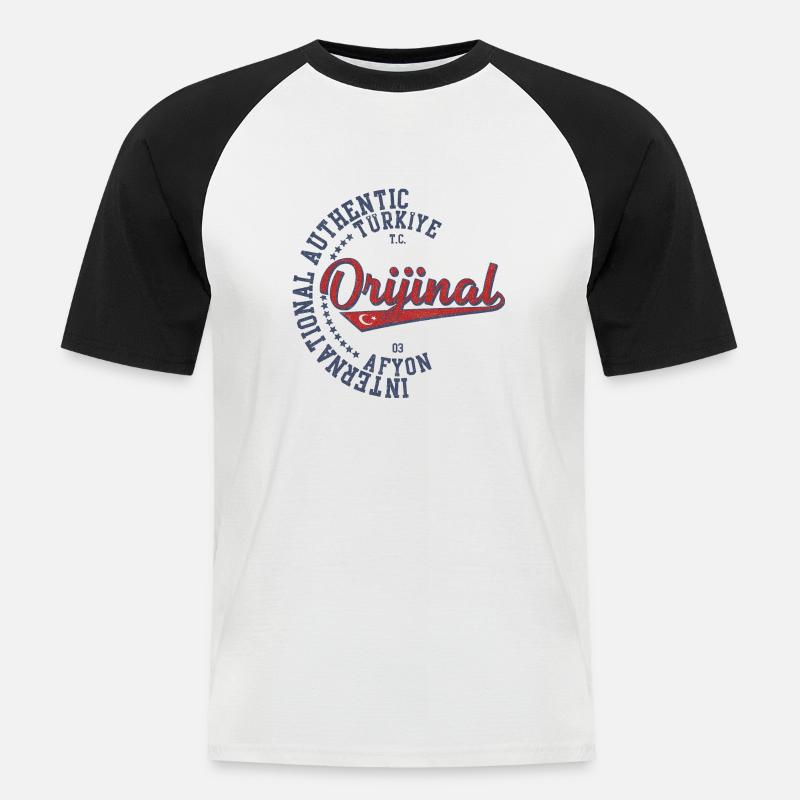 Afyon - Männer Baseball-T-Shirt - Weiß/Schwarz