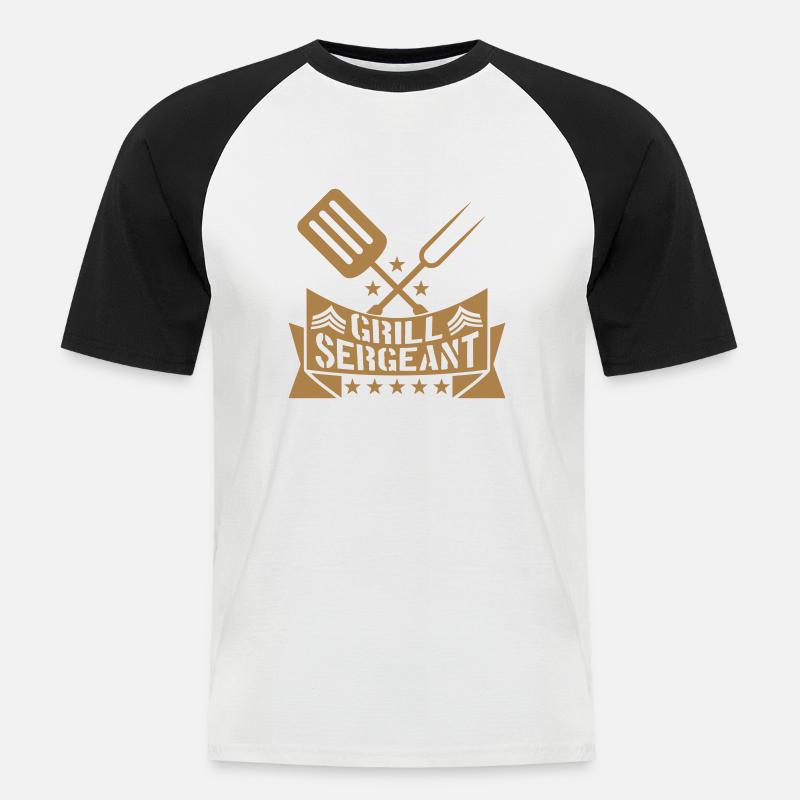 BBQ Grill Sergeant Grillmeister - Männer Baseball-T-Shirt - Weiß/Schwarz