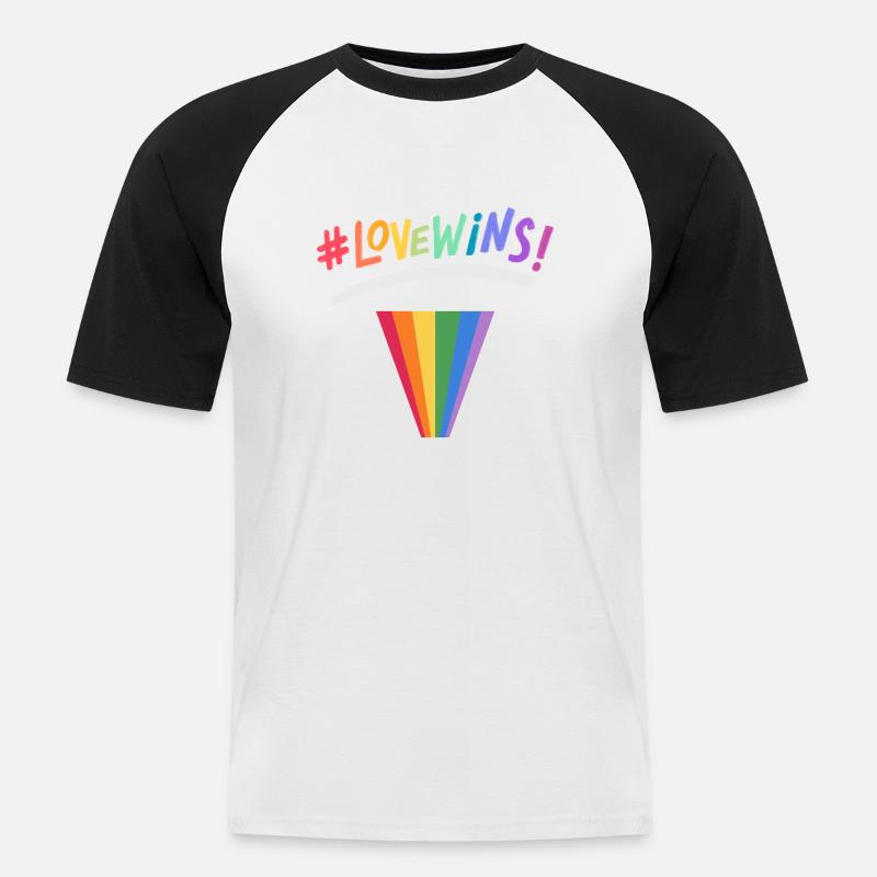 Csd Pride Tshirt - Männer Baseball-T-Shirt - Weiß/Schwarz