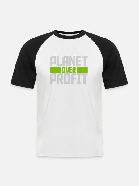 planet over profit quote - Men's Baseball T-Shirt - white/black
