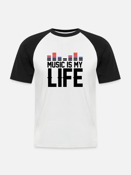Music is my Life - Men's Baseball T-Shirt - white/black